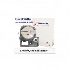 Лента для принтера этикеток UKRMARK E-Sv-LK3WBW, 9мм х 9м, Black on White, аналог LK-3WBW (900851)