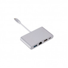 Концентратор Dynamode USB3.1 Type-C to 1хHDMI, 1хRJ-45, 1хUSB 3.0, 1хUSB Type-C Fe (Multiport USB 3.1 Type-C to HDMI-RJ45)