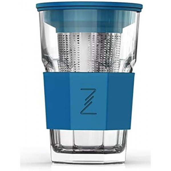 Стакан-заварник ZestGlass Original 415мл з металевим ситом і силіконовим захистом (синій) (110427)
