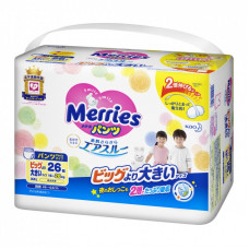 Подгузники Merries трусики для детей размер XXL 15-28 кг 26 шт (4901301281098)