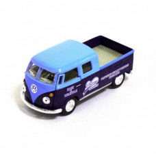Детская модель машинки Volkswagen Bus Double Cab Pickup Delivery 1963 Kinsmart KT5396W инерционная, 1:34 (Blue)