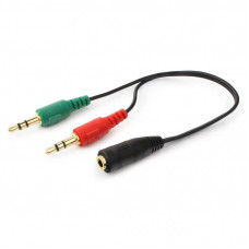 Кабель мультимедийный 3.5mm M to 2x3.5mm M 0.2m (4pin) Cablexpert (CCA-418)
