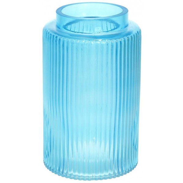 Ваза декоративна Ancient Glass "Прозора Лазур" 20х12см, яскраво-блакитне скло (112237)