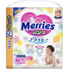 Подгузник Merries трусики для детей Ultra Jumbo размер M 6-11 кг 74 шт (558866)