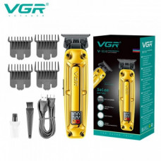 Аккумуляторная машинка для стрижки VGR V-904 GOLD, 4 насадки, 2000 mAh, LED display дисплей (134437)