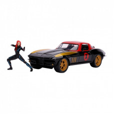 Машина Jada металлическая Марвел Мстители Chevrolet Corvette (1966) + фигурка Черной вдовы 1:24 (253225014)