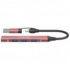Концентратор Canyon hub DS-02 4in1 USB-A/C Pink (CNS-TDS02P)