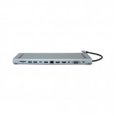 Концентратор Voltronic USB-C 12-in-1 USB-C + 2xUSB 2.0 + USB 3.0 + 2xHDMI + VGA + SD/TF + RJ45 + 3.5mm + PD 0.1m silver (YT-HTC12in1)