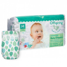 Подгузники Offspring Размер M (6-10 кг) 42 шт, Листочки (9355465009985) (DP-OI-FAT-M42P-LEA)