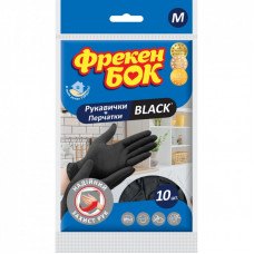Перчатки хозяйственные Фрекен БОК Black Латексные M 10 шт. (4823071648904)