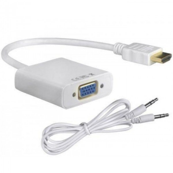Конвертер видеосигнала HDMI to VGA + аудио Белый (104567)
