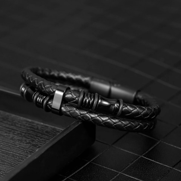 Браслет мужской кожаный SWAP черный 17-19 см (длина 21 см) (2360061755) Браслет мужской кожаный SWAP черный 17-19 см (длина 21 см) (2360061755)