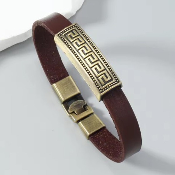 Мужской браслет кожаный коричневый THOT  BROWN 17-19 см (длина 21 см) (2664978139)