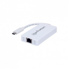 Концентратор Intracom Manhattan Type-C Hub 3-port USB3.0 + RJ45 Gigabit Ethernet White (507608)