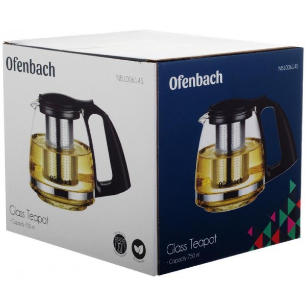 Чайник скляний заварювальний Ofenbach 750мл зі знімним ситечком (0614s) (110487) Чайник скляний заварювальний Ofenbach 750мл зі знімним ситечком (0614s) (110487)