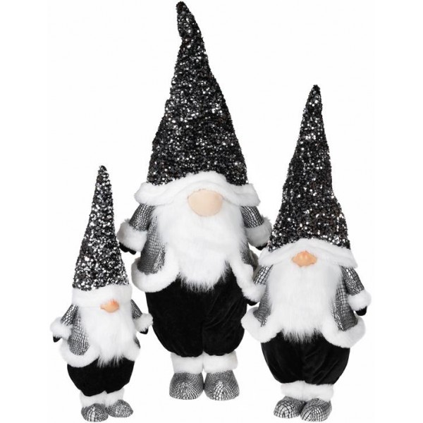 М'яка іграшка «Гном Black&White» 22х16х55см в пайєтках (113487)
