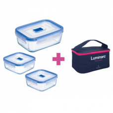 Пищевой контейнер Luminarc Pure Box Active набор 3шт 2х380мл/820мл/ + сумка (P8002)