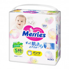 Подгузники Merries трусики размер S 4-8 кг 62 шт (4901301425867)