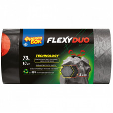 Пакеты для мусора Фрекен БОК Flexy Duo с затяжкой Графитово-черные 70 л 10 шт. (4823071649468)