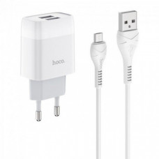 Зарядное сетевое Hoco C73A Glorious 2USB 2.4A MicroUSB Белый (38697)