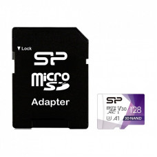 Карта памяти Silicon Power 128Gb microSDXC U3 A1 V30 Superior Color 100R/80W + adapter (SP128GBSTXDU3V20AB)
