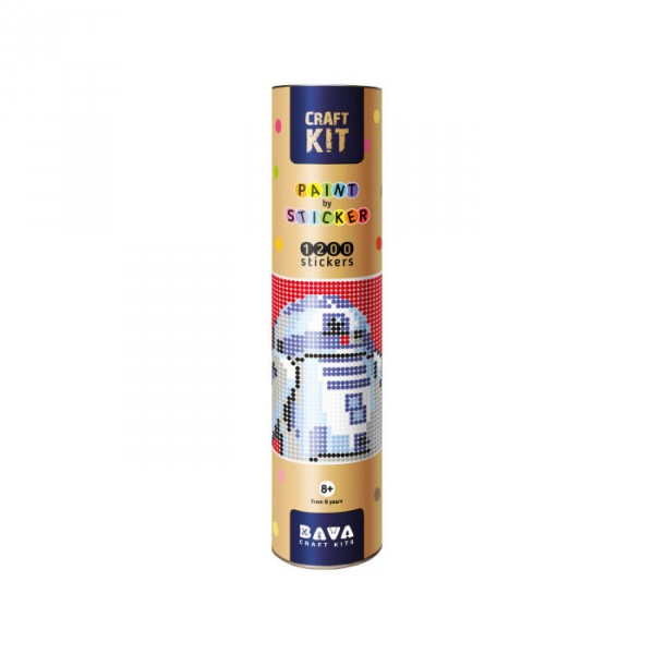 Картина по номерам стикерами в тубусе "Робот синий" (R2D2) , 1200 стикеров 1876, 33х48 см Картина по номерам стикерами в тубусе "Робот синий" (R2D2) , 1200 стикеров 1876, 33х48 см