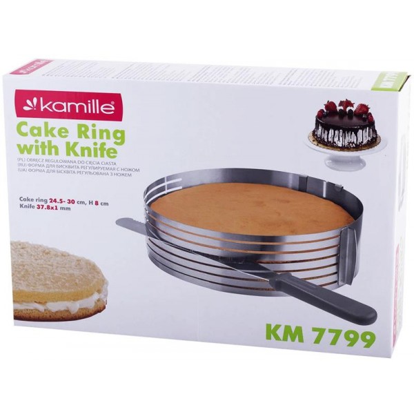 Форма Kamille для нарізки бісквіта Ø24.5-33см, регульована з ножем (109708) Форма Kamille для нарізки бісквіта Ø24.5-33см, регульована з ножем (109708)