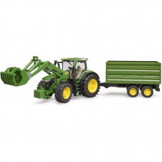 Спецтехника Bruder трактор John Deere 7R 350 с погрузчиком и прицепом (03155)