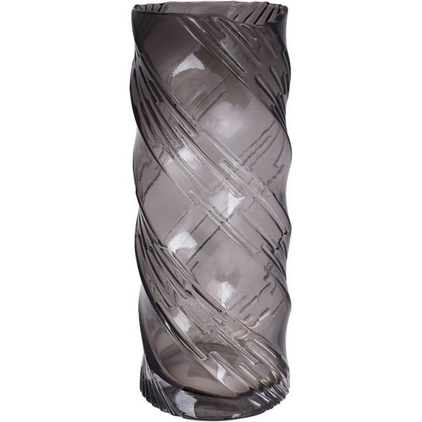 Ваза для квітів зі скла Ancient Glass "Infinitty" Ø10x25см, чорне димчасте скло (112318)