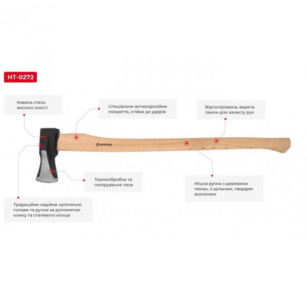 Колун кованый 2000 г, с деревянной рукояткой INTERTOOL HT-0272 (107518) Колун кованый 2000 г, с деревянной рукояткой INTERTOOL HT-0272 (107518)