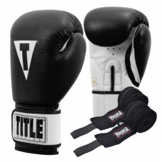 Боксерские перчатки Title Premier Leather Black/White M 12 oz (TSBG2 M BK/WH)