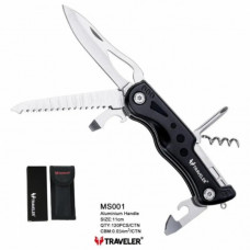 Туристический нож 6в1 Traveler 11см MS-001 с чехлом Чёрный (114918)