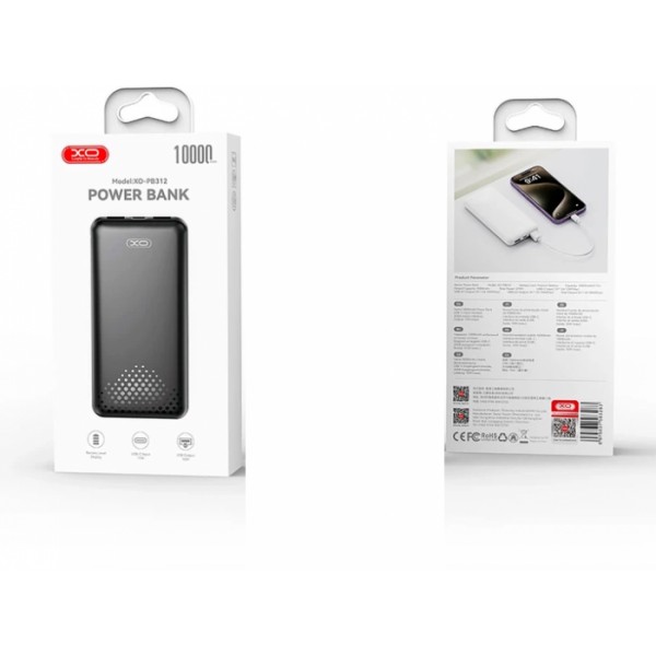 Внешний аккумулятор Power bank XO PB312 10000 Mah батарея зарядка Черный (134028) Внешний аккумулятор Power bank XO PB312 10000 Mah батарея зарядка Черный (134028)