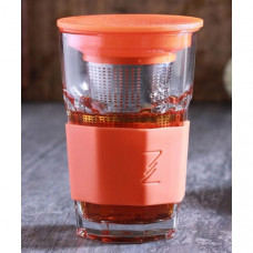 Стакан-заварник ZestGlass Original 415мл з металевим ситом і силіконовим захистом (помаранчевий) (110428)