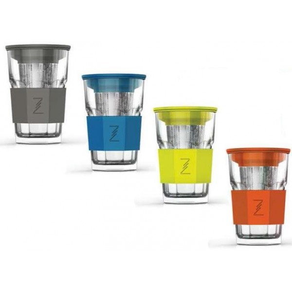 Стакан-заварник ZestGlass Original 415мл з металевим ситом і силіконовим захистом (помаранчевий) (110428)