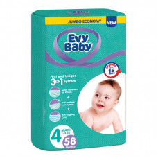 Подгузники Evy Baby Maxi Jumbo Размер 4 (7-18 кг) 58 шт. (8683881000011/8690506520304)