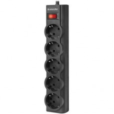 Сетевой фильтр питания Defender ES largo 1.8m 5 роз. black (99497)