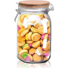 Банка для продуктів "Biscuit" 1.5л скляна з бамбуковою кришкою (109148)