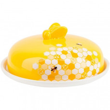 Блюдо керамічне "Sweet Honey" Ø23см для млинців з кришкою, біле з жовтим (111248)
