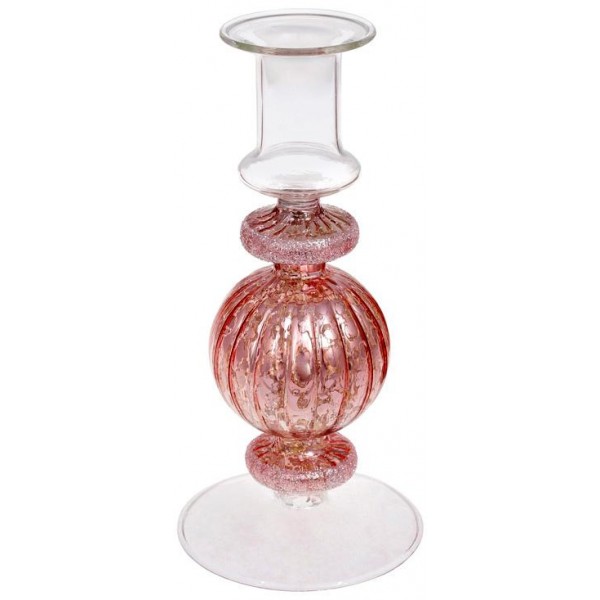 Підсвічник скляний Candlestick 8.5х18см, рожевий (111848)