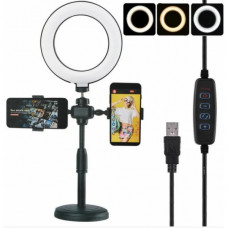 Лампа для селфи кольцевая светодиодная LED на два телефона Phone Live WN-20 световое кольцо 16 см (107948)