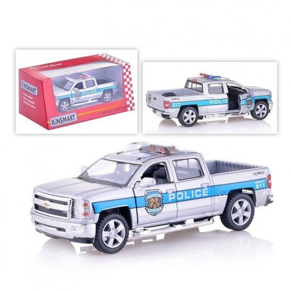 Инерционная машинка "Police" Chevrolet Silverado 2014 KT5381WPR(Silver) серый, масштаб 1:46 Инерционная машинка "Police" Chevrolet Silverado 2014 KT5381WPR(Silver) серый, масштаб 1:46