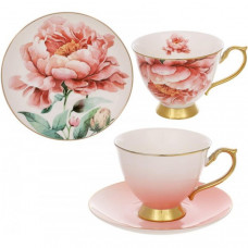 Чайно-кавовий порцеляновий набір "Pink Peony" 6 чашок 200мл та 6 блюдець (119458)
