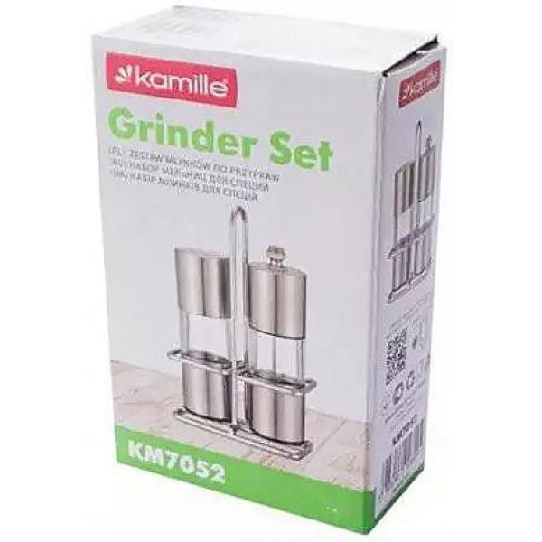 Набір для спецій Kamille Grinder Set перцемолка та сільничка на підставці 10х14.5см (111658) Набір для спецій Kamille Grinder Set перцемолка та сільничка на підставці 10х14.5см (111658)