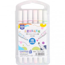 Фломастер двусторонний 12 цветов "Children Marker" 190-12 в пластиковой боксе222