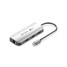 Концентратор Vention USB 3.1 Type-C to HDMI 4K60Hz/USB 3.0x3/RJ45/PD 100W 6-in-1 (TQHHB)
