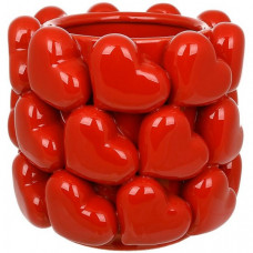 Ваза порцелянова "Heart" Ø21х20см з рельєфним декором "Серця", червона (134288)