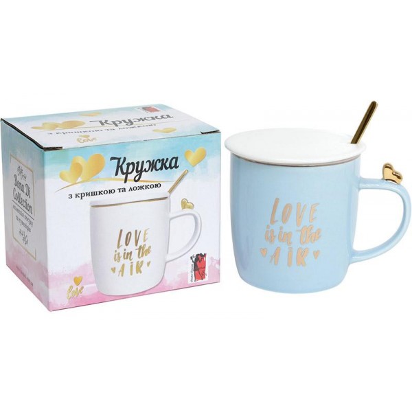 Кружка порцелянова "Love is in the air" 375мл з кришкою і ложечкою (110198) Кружка порцелянова "Love is in the air" 375мл з кришкою і ложечкою (110198)