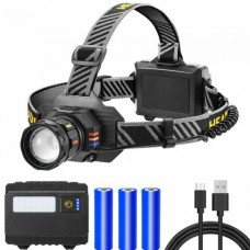 Фонарь налобный BL-T701A-TG, 3x18650, ЗУ Type-C, zoom фонарик (133498)