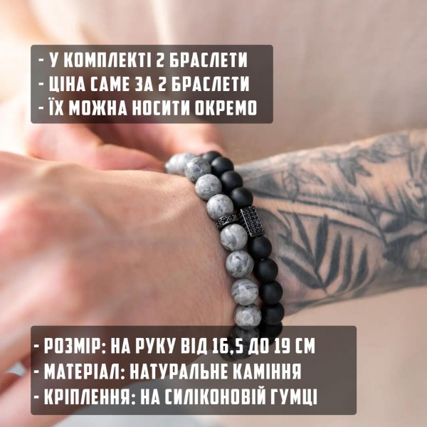 Браслет мужской из натурального камня NEPTUNE RR черный комплект TB (1930921058) Браслет мужской из натурального камня NEPTUNE RR черный комплект TB (1930921058)